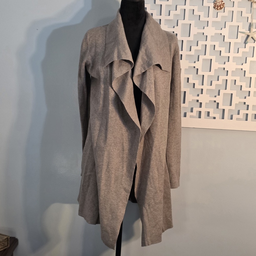 Rachel Zoe Women XS Taupe Heather Waterfall Open Front Draped Cardigan Sweater